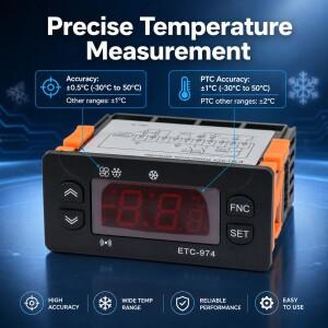 ETC-974 온도 조절기 220V 냉동고 냉장고 가열 제상용 이중 NTC 프로브 포함