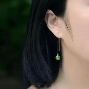 귀걸이 청옥 자연주의 S628 옥시리즈 팬던트겸용 금테 원석 써지컬...