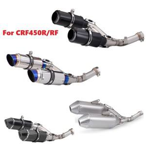 혼다 호환 CRF 450R 2015-2020용 슬립온 더블 홀 스테인리스 스틸 배기 머플러 바이크 오토바이 파이프