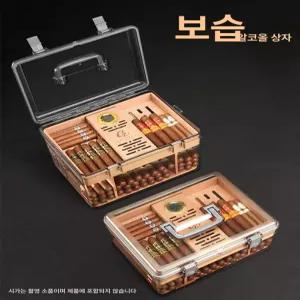 삼나무 시가 휴미더 시가렛 보관 수납 목재 담배 밀폐 래커 파우치 포함된 투명 여행 여행용
