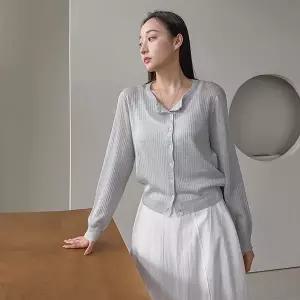 [하프클럽/어반프랑]로뱅 펄 메탈릭 시스루 골지 니트 가디건