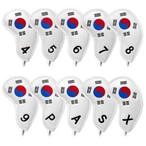 대한민국 태극기 국가대표 골프채 헤드커버 아이언캡 드라이버 FW UT 커버 세트 가죽