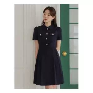 [시크라인](~XXL까지) 엘티브 큐빅버튼 플레어 원피스 하객룩 오피스룩 모임룩 격식룩 빅사이즈