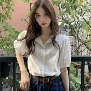 여성 클릭유도 셔츠 여름 데일리 러블리무드 블라우스 얇은 퍼프 퍼프반팔블라우스