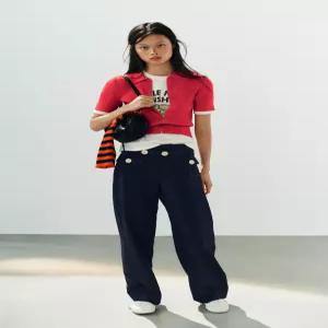 ZARA 리브드 니트 폴로셔츠 - 레드 / 화이트 3471/034/094