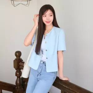 로엠 올데이 칼라리스 트위드 반팔자켓 RMJKG25R99