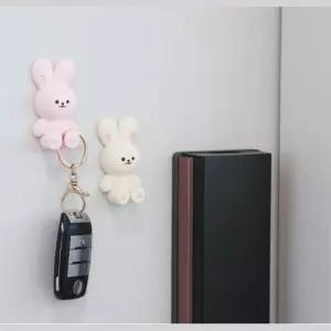 칫솔걸이 실리콘 토끼 무타공 벽부착형 거치대 욕실정리 어린이용