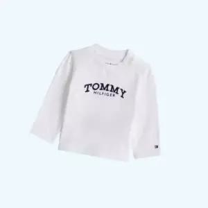 타미힐피거칠드런 T42G0NKO270BT1 M베이비 모노타입 벨벳 로고 티셔츠 상의 5056730