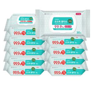 유함킴벌리 그린핑거 손소독물티슈 휴대 캡형 30매 10팩