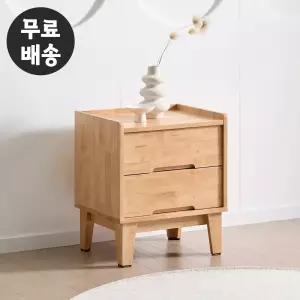 로덴 고무나무 원목 협탁 2단 서랍장 작은 쇼파 미니 선반 사이드(500/내츄럴)