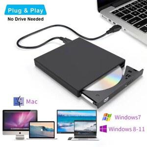 CD롬 플레이어 USB 외장형 CD DVD 드라이브 외장 컴퓨터용 DVDROM 노트북 PC 데스크탑 보호형 버너 CDRW 슬림형