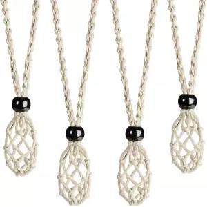 VNVETYTO 4 PCS 크리스탈 케이지 목걸이 홀더 코드 빈 돌 펜던트 교체 길이 조절 가능한 손 직조 스타일 3