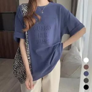 여성 여름 가벼운 티셔츠 라운드넥 박스핏 반팔