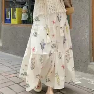 티어드 롱스커트 꽃무늬 여성 플레어 플라워 스커트