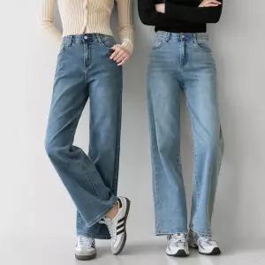 [진에비뉴] (엘라스판1탄) 히든밴딩 와이드 데님 팬츠