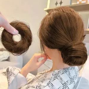 똥머리 곱창밴드 가발(라이트브라운) 올림머리 당고머리 뷰티 만두머리