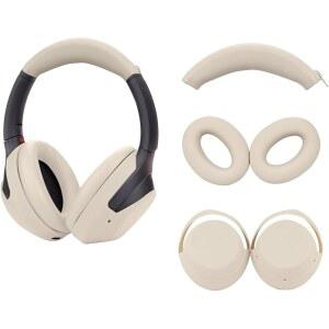 ADHIPER 3세트 실리콘 스웨트 케이스 커버 (소니 WH-1000XM4 WH-1000XM3용) XM4 이어패드 / 이어 헤드밴드 보호기 방수 소프트 헤드폰 액세서리 (오프 화이트) | 부드러운 케이스 커버와 및 쉘 프로텍터가 포함된 3-