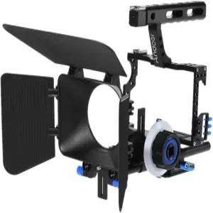 Andoer 카메라 케이지 키트 C500 알루미늄 합금 캠코더 비디오 리깅 필름 메이킹 시스템 15mm 로드 매트