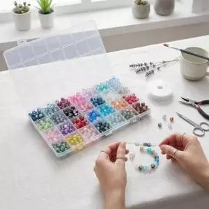 크리스탈 팔찌만들기 비즈 크렉무늬 28칸 간편세트 유리구슬 용품 팔찌만들기 8mm 700pcs