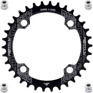 YBEKI 프로급 104BCD 체인링 (30-52T) CNC 7075-T6 알루미늄 내로우-와이드 MTB / 로드 라운드 오벌 바이크 체인휠 | 시마노 SRAM 8-11 속도 호환 573MPA 강도(블랙 레드 블루)