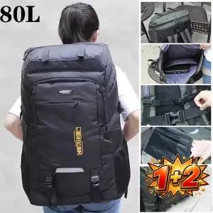 [1+2] 80L 50L 남자 야외 배낭 등산 여행 스포츠 캠핑 하이킹 학교 가방 팩 남성 여성