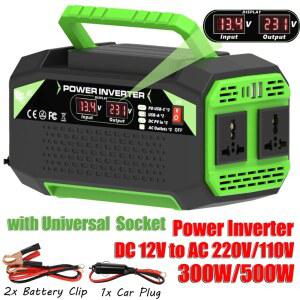 300W/500W 파워 인버터 DC 12V를 AC 110V/220V 전압으로 변환하는 USB 및 타입 C 포트가 있는 전압 변환기 노트북 및 야외 사용에 적합