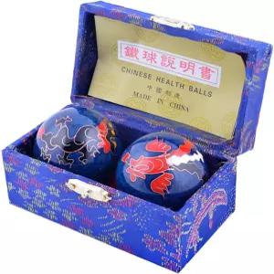 풍수지리 중국 볼(봉황과 용이 있는 파란색) 3.8cm/1.5인치 빨간 끈 팔찌