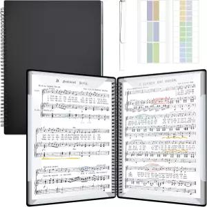 60페이지 악보 폴더 8.5인치 X 11인치 30개 소매 주석 허용 헤비 듀티 나선형 바인딩 음악 저장 음악가