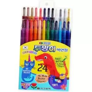 지구화학 투명이 색연필 24색 샤프식 금색 은색 포함