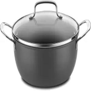 Cuisinart 650-26CP 셰프스 클래식 5쿼트 뚜껑 포함 칠리 냄비 논스틱 하드 아노다이징 블랙