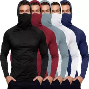호브실라 남성용 낚시 후디 자외선 차단 셔츠 UPF 가드 긴팔 하이킹 퍼포먼스 메쉬 페이스 마 상의