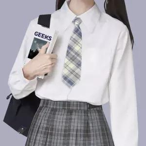 스쿨룩 체크 자동 넥타이 아이보리 학생 교복타이