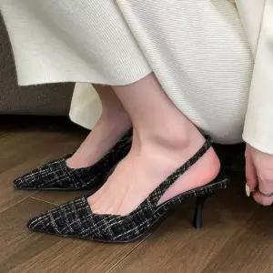 룩 여자 패션 결혼식 힐 스틸레토 하객 슬링백 코디