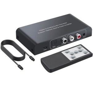 PROZOR 192KHZ 디지털-아날로그 오디오 컨버터 | 디지털 토스링크 동축 SPDIF 광 입력 RCA 3.5MM 출력 컨버터 볼륨 조절 가능한 리모컨 포함