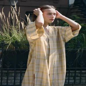 ZARA 체크 롱 원피스 - 바닐라 9061/830/727