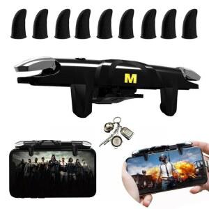 안드로이드 폰 및 용 휴대폰 게임 컨트롤러, 9pcs 핑거 슬리브 장갑을 사용하는 PUBG 모바일/나이브스 아웃/콜 오브 듀티 모바일용 L1R1 트리거