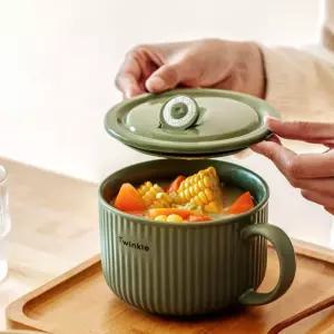 계란찜 도자기 용기 그릇 전자렌지용 시리얼 누들 차분한 손잡이 키본단