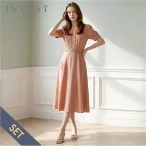 [인베스트] V넥 벨트셋 린넨 원피스_IN6M1OP3761