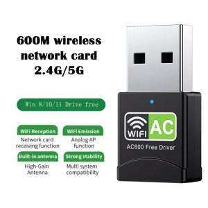 랜선젠더 WIFI 네트워크 어댑터 듀얼 밴드 2 무선 칩 카드 600MBPS 4GHZ RTL8811CU 5GHZ 드라이버 USB REALTEK 미니