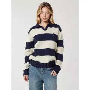 [후아유][AK수원점] [후아유] 공용 Steve Stripe Open Collar Pullover WHKAG2333U