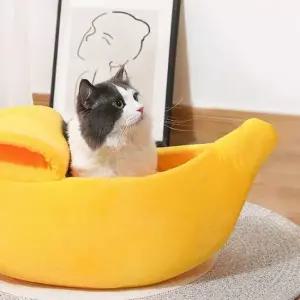 반려동물 강아지 고양이 귀여운 바나나 숨숨집 방석 쿠션