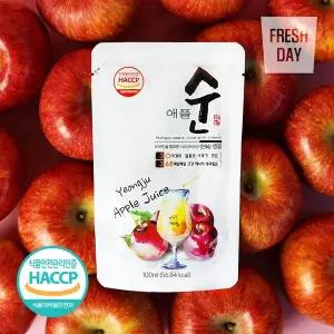 [프레시데이][HACCP인증] 물타지않은 저온착즙 영주 순수 사과즙 30포*100ml