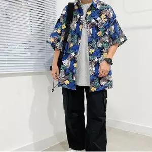 남자 루즈핏 하와이안 휴양지 셔츠 LD-SHH-SSIS378-블루하와이안