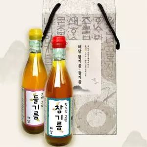 유쎌몰 참기름 350ml 들기름 350ml (칼라박스 포장) 안전한먹거리기름