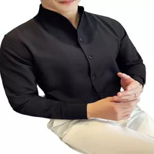 남자차이나셔츠 슬림핏 드레스셔츠 정장 세미 캐주얼 모던한 의류 와이셔츠 화이트 남방 남성