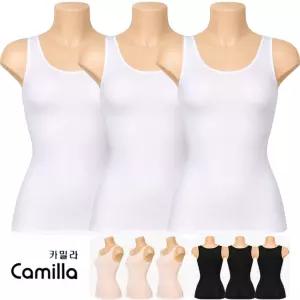 속옷MOA 카밀라 여성용 시원한 에어홀 소재 인견 민소매 조끼 나시 런닝 3p/R-3002