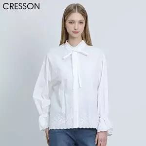 [크레송][크레송(CRESSON)] 플라워 자수 아일렛 펀칭 블라우스 (택가격: 198000원)