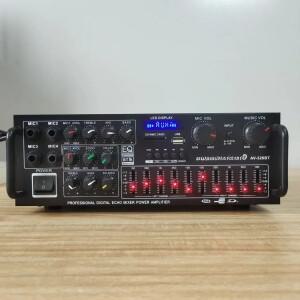 내구성이 뛰어난 고출력 가정용 파워 앰프 12V/220V 블루투스 EQ 이퀄라이저 차량용 용 노래방 겸용
