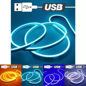 USB전원 실리콘면발광 무드등 LED바 아이스블루 50cm/줄조명/차량용/띠조명/자동차/실내/장식/조명/컬러