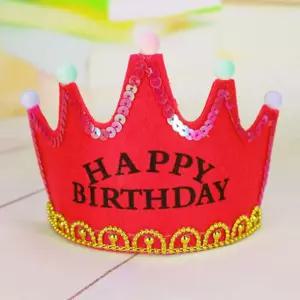 LED 왕관 램프 생일축하 머리띠(레드) LED 왕관 램프 생일 축하 머리띠 레드